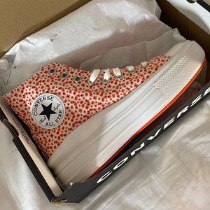 NWT Converse All Star Move Hi Poppy Flowers Women's Platform Sneakers